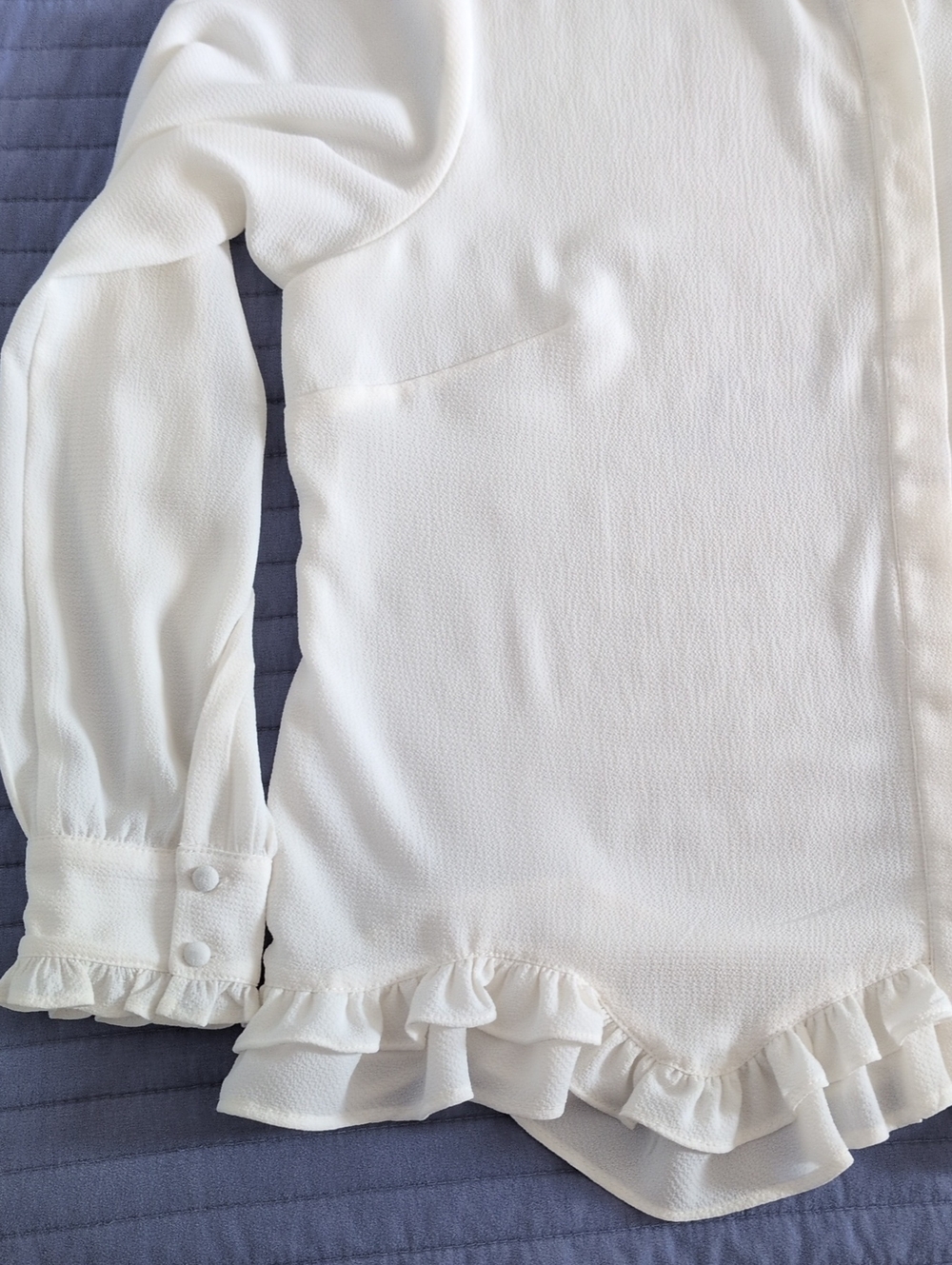 CeCe Cream Ruffle-Hem Button Front Blouse - Picture 8 of 8